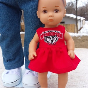 Made For The 18 Inch Doll's Caring Doll CFB, UW University Of Wisconsin Bucky CFB Dress. "The Doll's Doll"