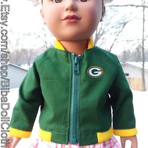 Made for 18 Inch Size Dolls, Green Bay Jacket. Fits Both Boy or Girl 18&quot; Dolls.