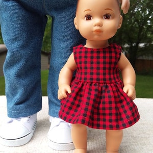 Made For The 18 Inch Doll's Caring Doll CFB, Small Check Buffalo Plaid Pattern CFB Dress. "The Doll's Doll"