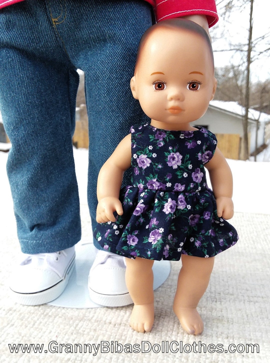 Made for the 18 Inch Doll's Caring Doll CFB, Navy Blue With Lavender