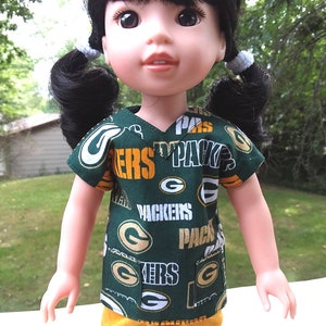 Made for 14.5&quot; Inch WW Size Dolls, Green Bay Hospital Nursing Scrubs.