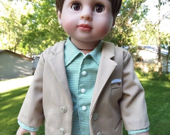 Made for 18 Inch Size Boy Dolls, Business Casual Tan Suit