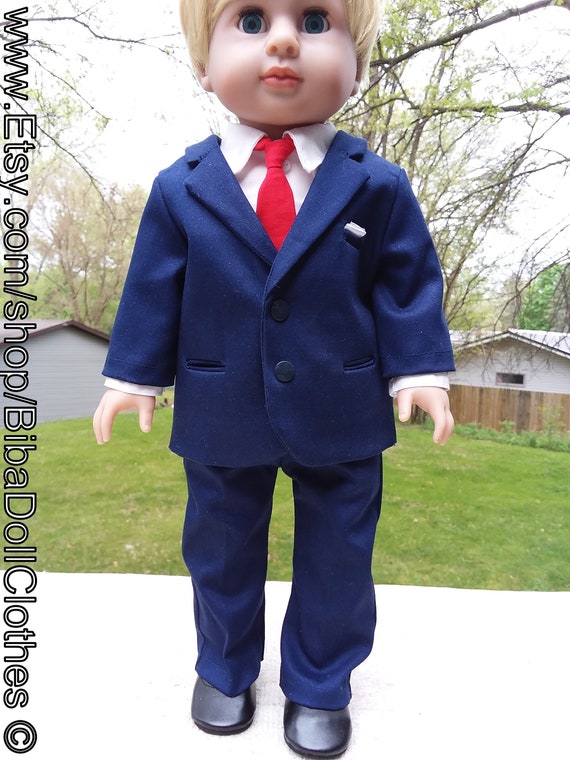 Made for 18 Inch Size Boy Dolls, Navy Blue Suit, White Shirt, Red Tie, and Black Shoes. - Etsy Made for 18 Inch Size Boy Dolls, Navy Blue Suit, White Shirt, Red Tie, and Black Shoes. - Etsy