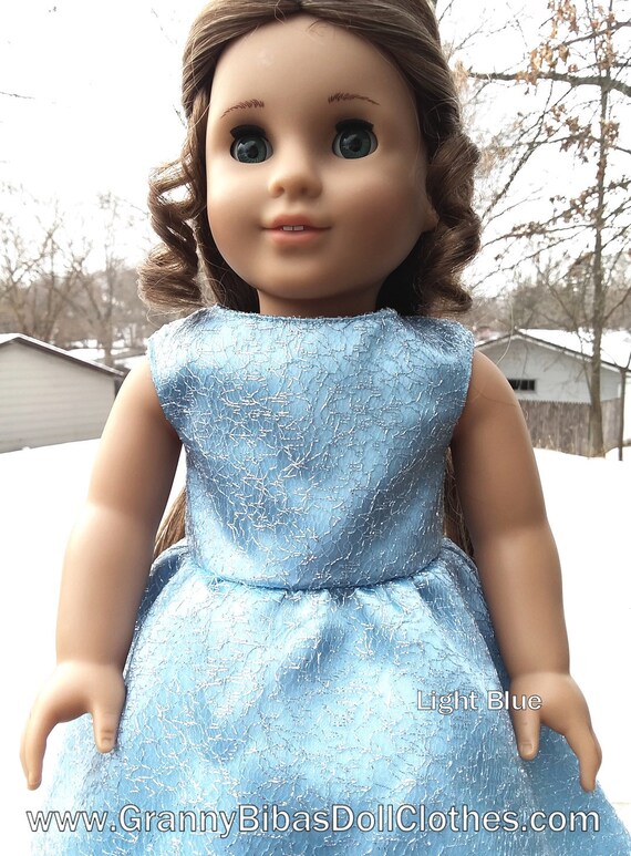 Made for 18 Inch Size Dolls, Light Blue Sparkle Mesh Overly Party