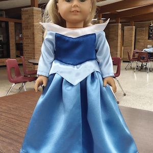 Made for 18 Inch Size Dolls, Aurora Sleeping Beauty Disney Blue Princess Gown.