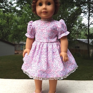 Made for Size 18&quot; Doll Ditzi Purple Pink White Dress with Lace Trim.