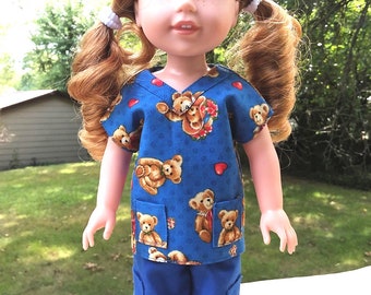 Made for 14.5" Inch WW Size Dolls, Teddy Bear Hospital Nursing Scrubs.