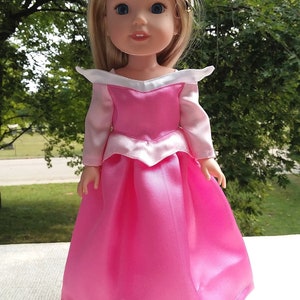 Made for 14.5&quot; Inch WW Size Dolls, Aurora Sleeping Beauty Disney Princess Gown.