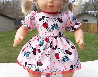 Dress,Doll Dress,Bow New Handmade Pink Minnie Mouse w/ Daisies Toddler,Girls 