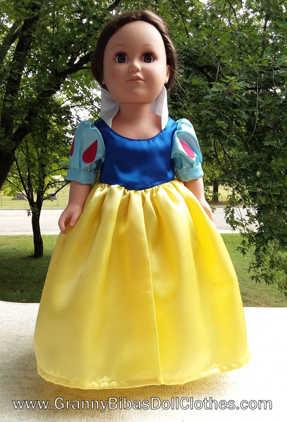 Made for 18 Inch Size Dolls, Snow White Princess Satin Gown.