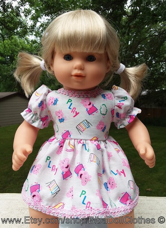 Made for 15 Inch Size Baby Twin Dolls Pink Peppa Pig Dress With