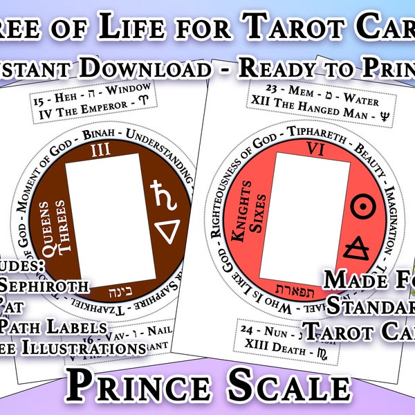 Sephiroth for Tarot Cards - Prince Scale | Instant Download, Digital, Ready to Print | Qabalah, Tree of Life, Tarot, Study, Meditation