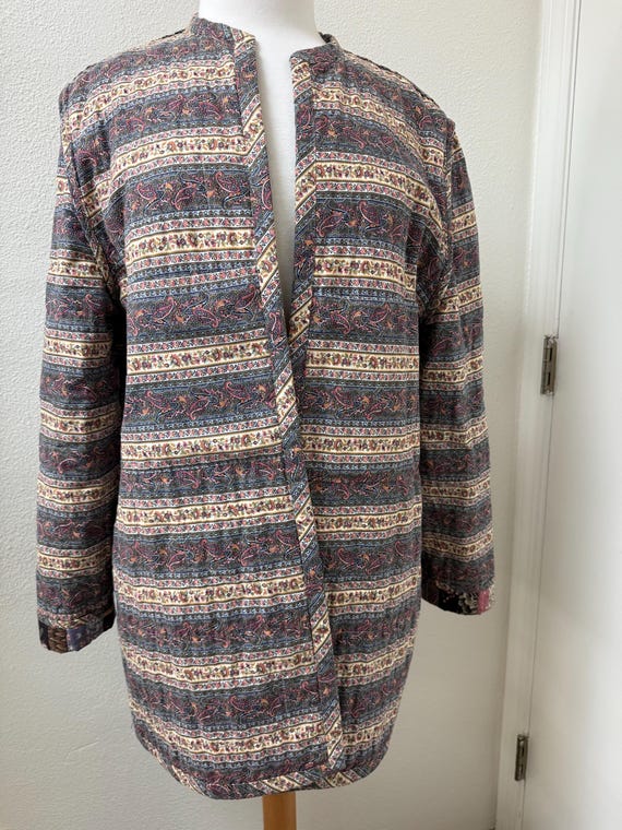 Handmade Patchwork Quilted Jacket: Open Front, In… - image 7