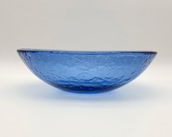 Fire & Light Cobalt Blue Recycled Glass Large 11 1/2" Wide Serving Bowl Unmarked