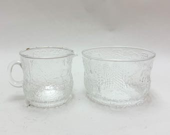 Vintage Cream & Sugar Set Nuutajarvia Arabia Finland Designed by Oiva Toikka Fauna Pattern
