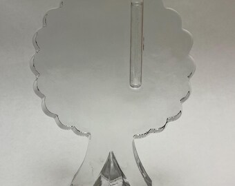 MCM Clear Solid Glass Block Solifleur Tree Shaped Bud Vase