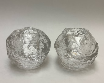 Qty. 2 Kosta Boda 3" Snowball Votive Candle Holders Designed by Ann Wolf