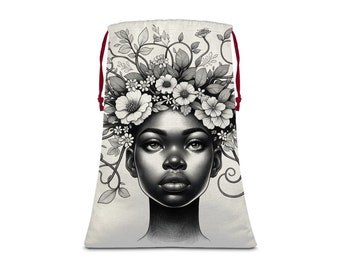 African Queen Sublimation Linen Drawstring Sack