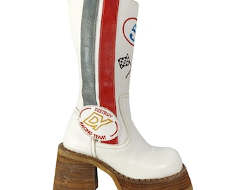 90s vintage Destroy knee-high racing boots | size 35/36 EU