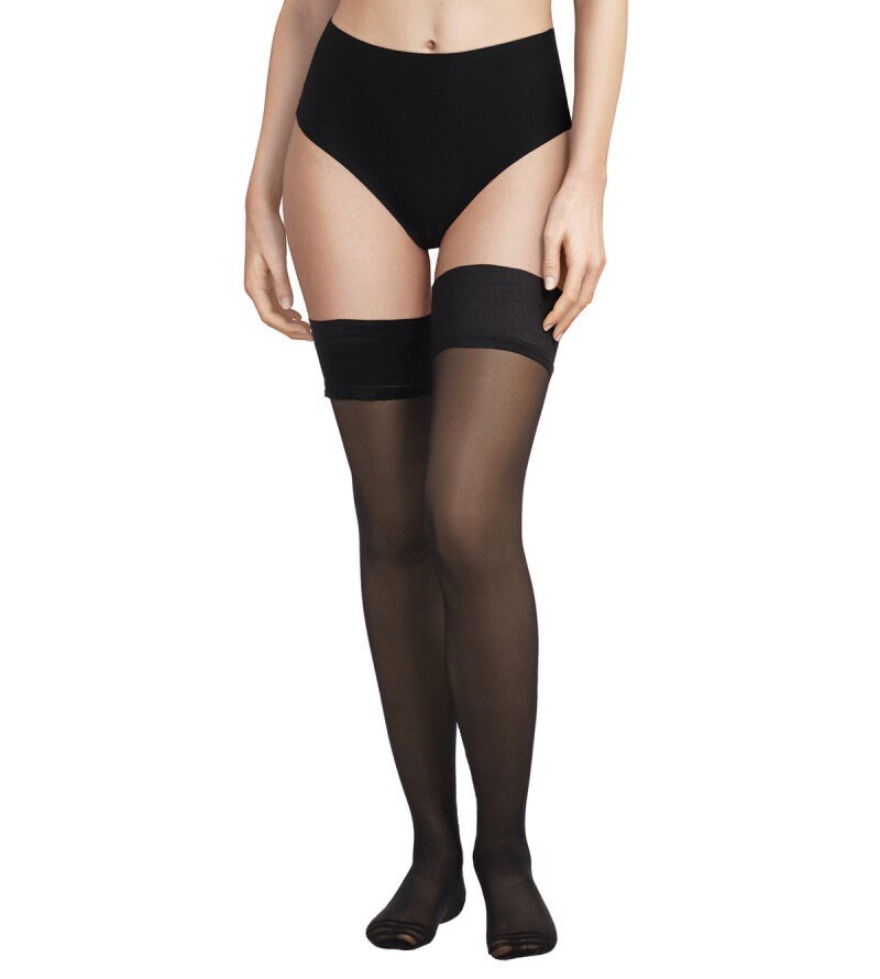 Bas Couture Chantal Thomass - Stay-ups Jarretelle Lacée, Naturel/Noir, Taille 4 (neuf)