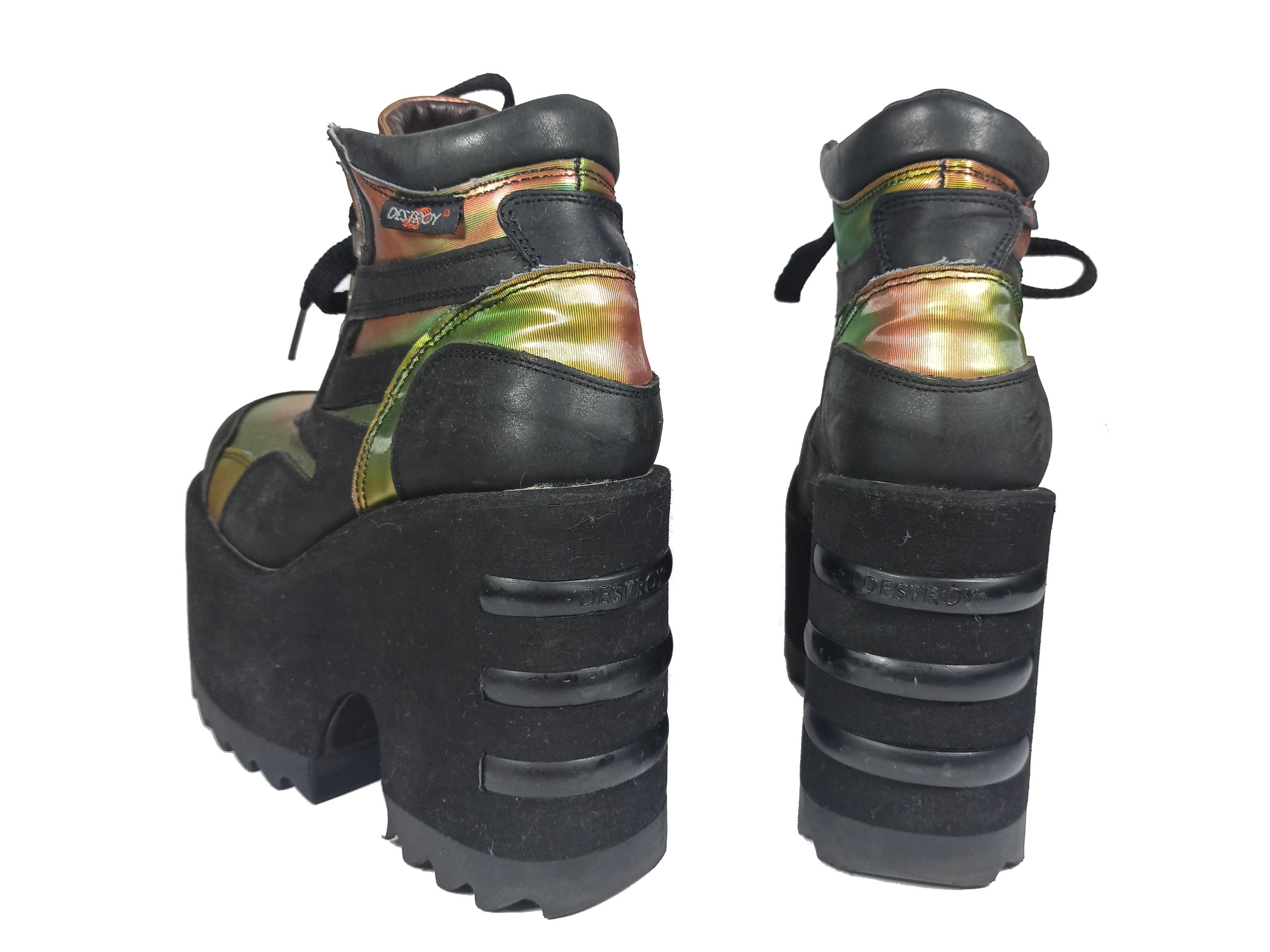 90s rave Destroy mega platform boots / talla 36 / 37 EU Etsy México
