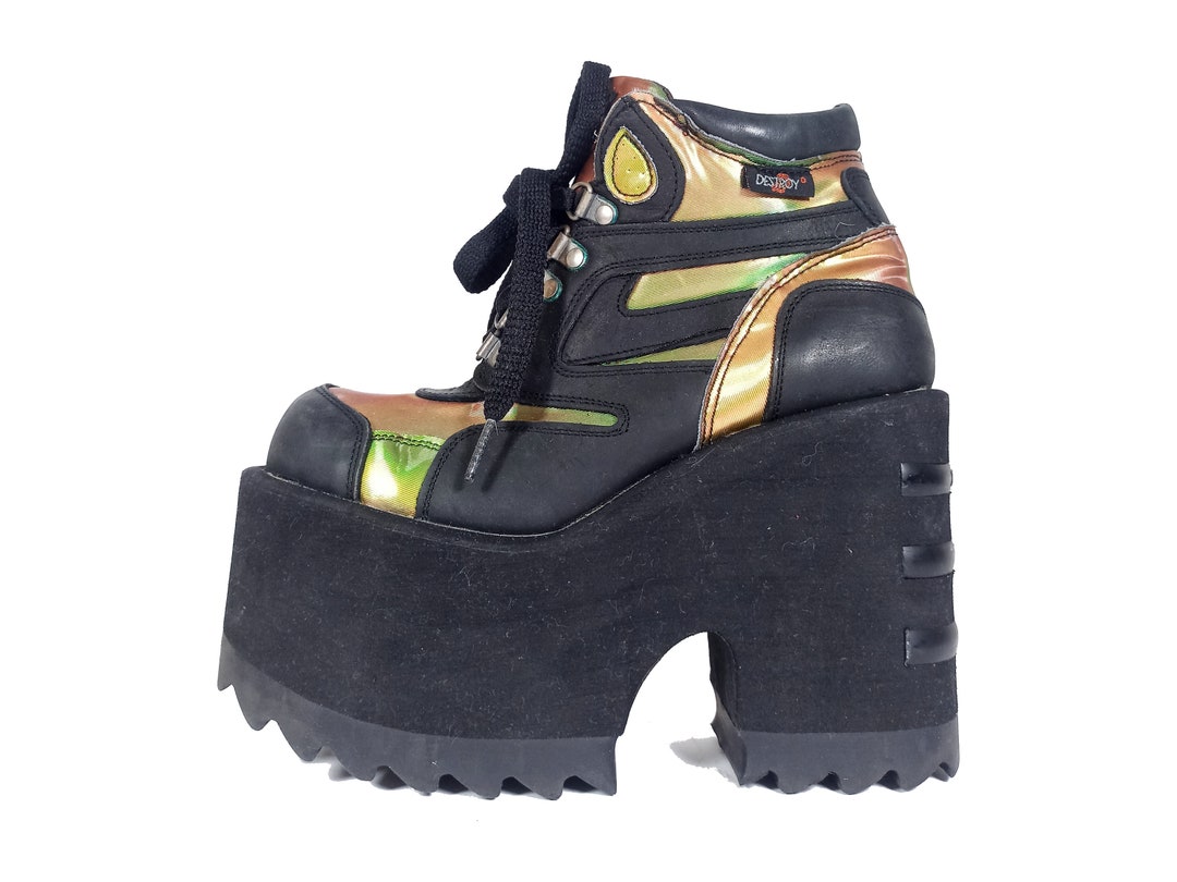 90s rave Destroy mega platform boots / talla 36 / 37 EU Etsy México