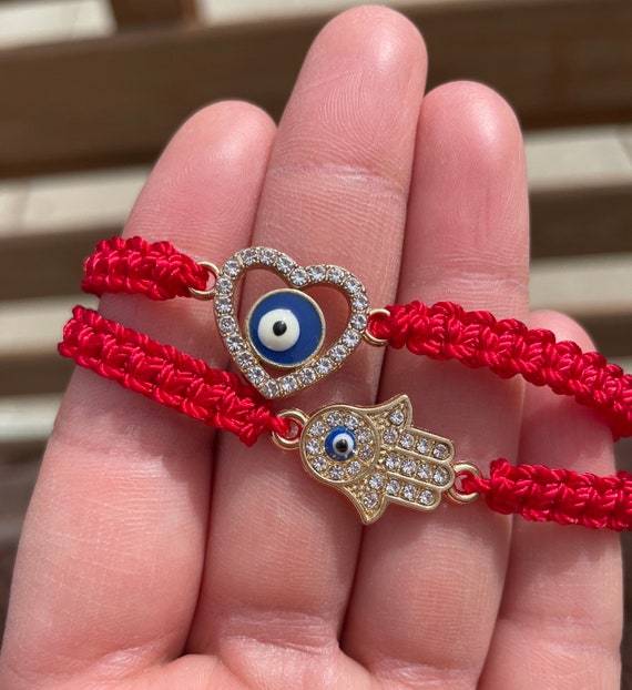 Red Evil Eye Bracelet for Protection and Good Luck 3 Evil Eyes