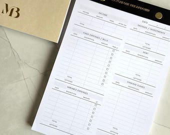 A5 Paycheck Breakdown Notepad: Gold Embossed Vegan Leather
