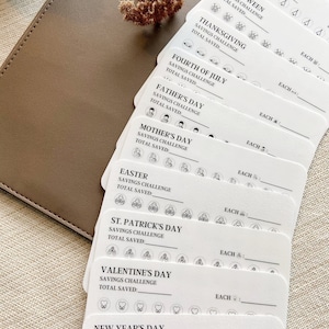Holidays Savings Challenges with Cash Envelope | Laminated and Reusable | Minimal and Aesthetic | Budgeting Tools
