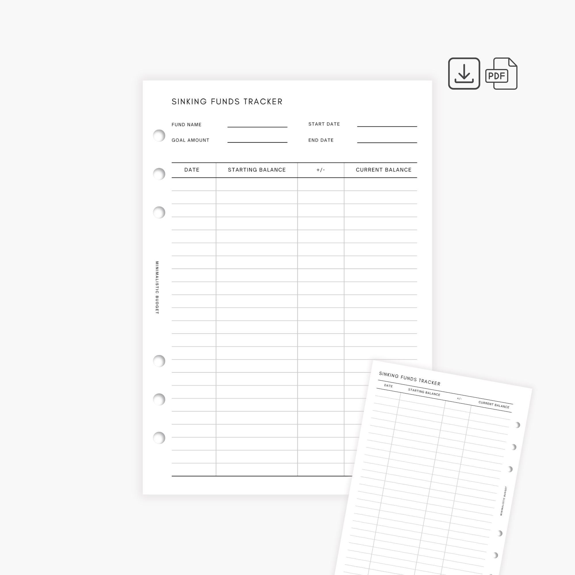 A5 sinking funds tracker | digital download | Cash Envelopes System | Minimal & Aesthetic Budgeting Tools | Stationery