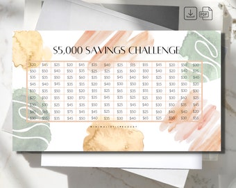 Digital Download A6 Personal Savings Challenge Tracker | Printable PDF | Minimalistic and Chic | Savings Trackers | Budgeting Tools