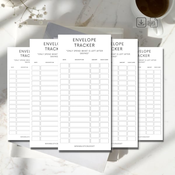 Digital Download A6 Cash Envelope Trackers | Printable PDF | Cash Budgeting System | Aesthetic and Chic | Minimalistic Budgeting Tools