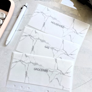 Enveloppes pour billets de banque en marbre | Laminé et réutilisable | Esthétique et minimaliste | Outils de budgétisation