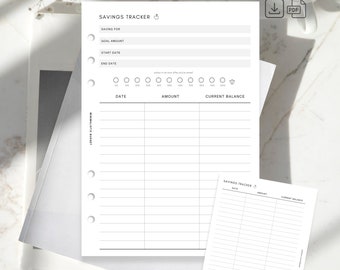 A5 Spar-Tracker Einlage | Druckbare PDF | Minimal und ästhetisch | Budgetierungs-Werkzeuge