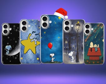 Night Snoopy Phone Case Woodstock Friends Art Cover voor iPhone 17 Pro Max 16e 15 14 12 Samsung S25 Ultra S24 S25FE A17 A56 Pixel 10 XL 9a 8