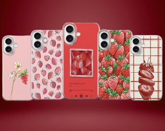 ストロベリー携帯ケース かわいいピンクフルーツ携帯カバー iPhone 17 Pro Max 16 15 14 13 16e 12/12 Samsung S25 S24 Ultra A16 A56 Pixel 10/10 Pro用