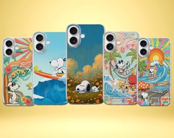 Etui na telefon Snoopy Summer z motywem Peanuts Woodstock dla iPhone'a 17 Pro Max 16e/17e 15 14 13 12 Samsung S25 S26 Ultra A17 A56 Pixel 10/10