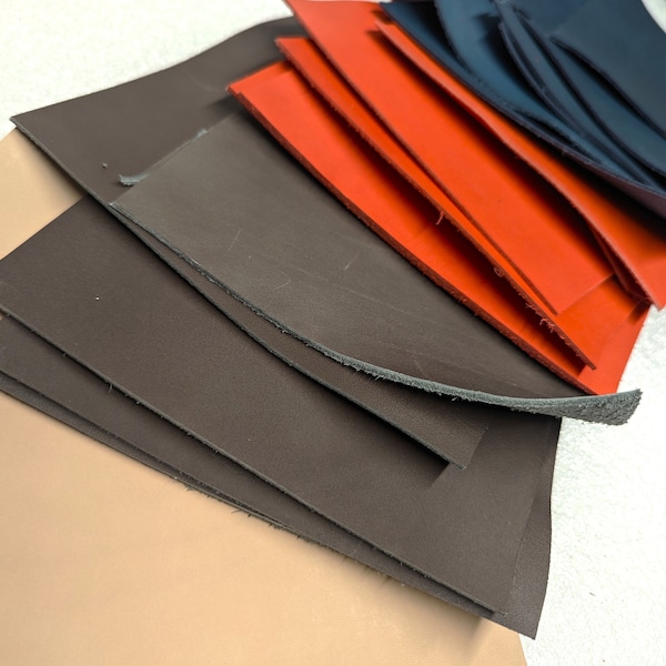 NATURAL LEATHER PANELS - Scraps / 1Sf / 1/2 Sf/ 1/4 Sf / 3 to 4oz./ 1.8mm / Leather Craft
