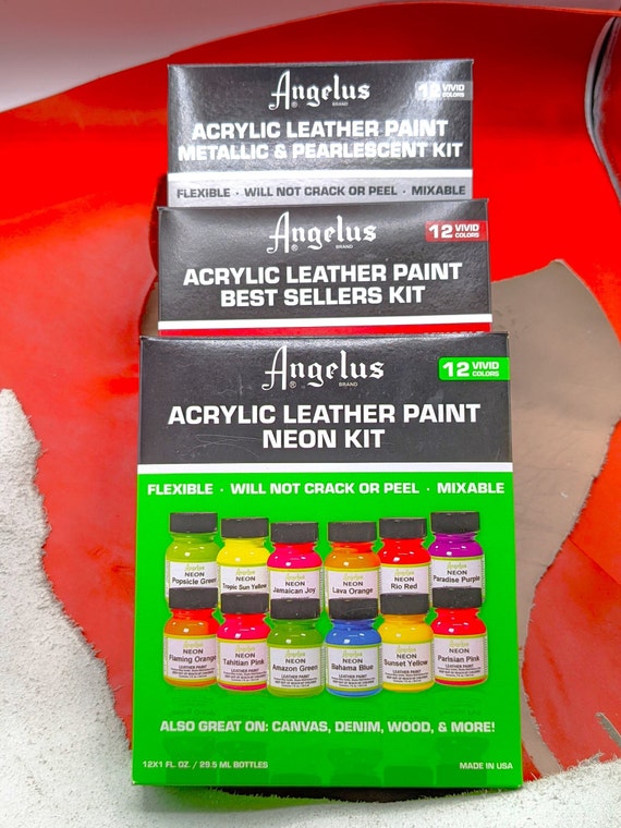 6 Pack Neon Paint Official Angelus Brand Acrylic Leather Paint Set 