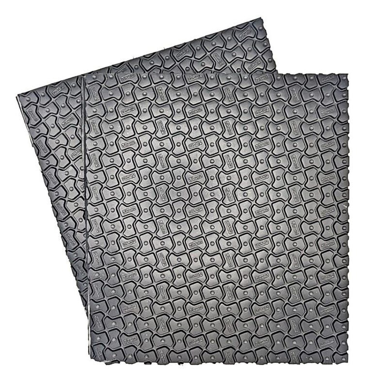 May include: Two gray interlocking foam floor tiles with a textured surface. The tiles are designed to interlock and create a cushioned surface.