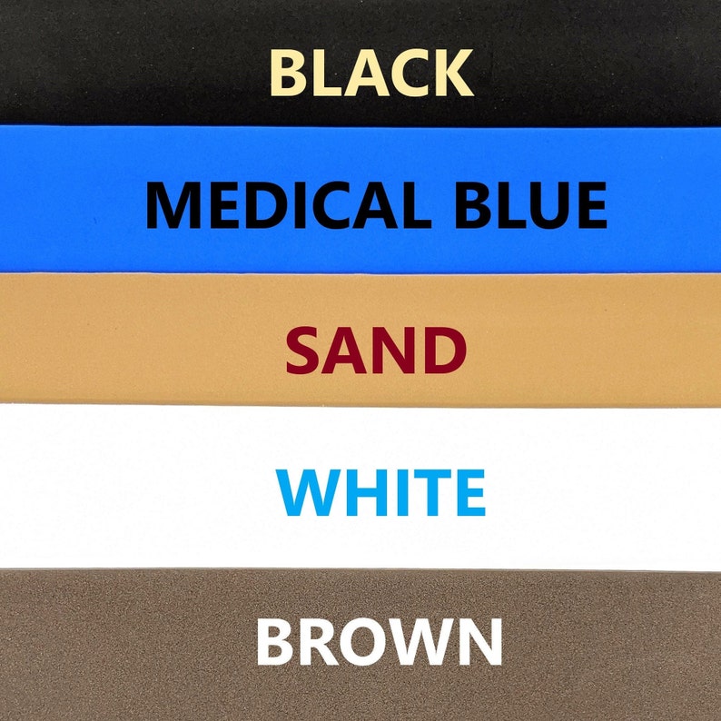 Pode incluir: Cinco amostras de tecido de cores diferentes. As cores s&atilde;o preto, azul m&eacute;dico, areia, branco e marrom.