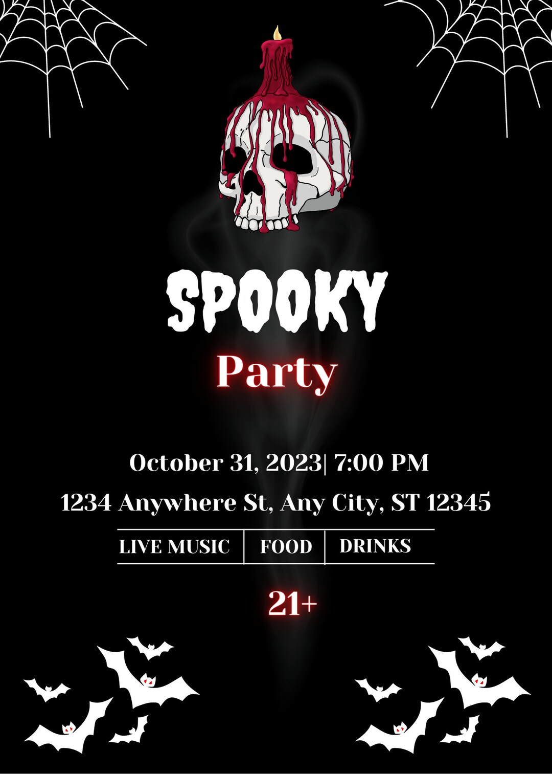 EDITABLE Halloween Party Invitations 2023 Halloween Etsy