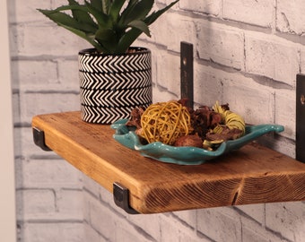 Rustic Scaffold Board Shelves with steel brackets / any size available