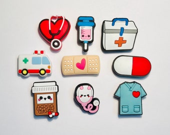50pcs Medical USD Shoe Charms+1pcs 18cm Bracelets Nurses Doctors Christmas Gifts