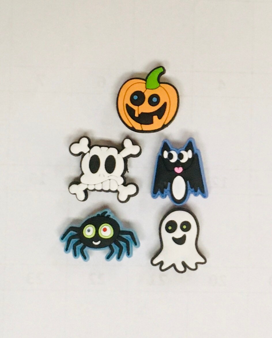 Shoe Charms 5 Piece Halloween Jack o Lantern Pumpkin Ghost Spider Sku…