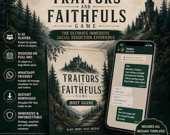 Traitors Party Game Kit | Hosting Script & Printable Pack | Murder Mystery Dinner Party Game | Faithful vs Traitor Game Night | Digital