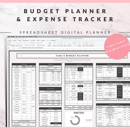 Financial Planner and Budget Sheet Pink Expense Template - Etsy