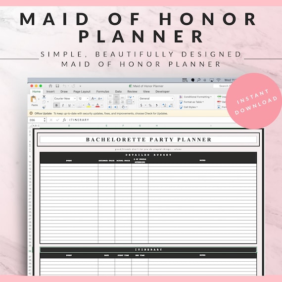 Maid Of Honor Planner Bridal Shower Bachelorette Party Etsy