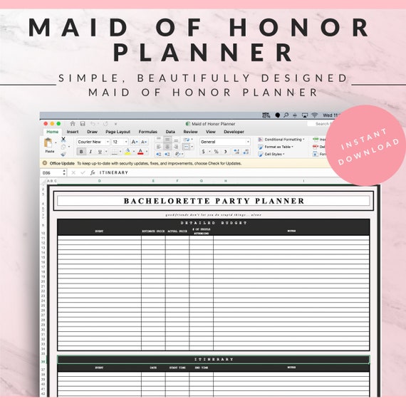 Maid Of Honor Planner Bridal Shower Bachelorette Party Etsy