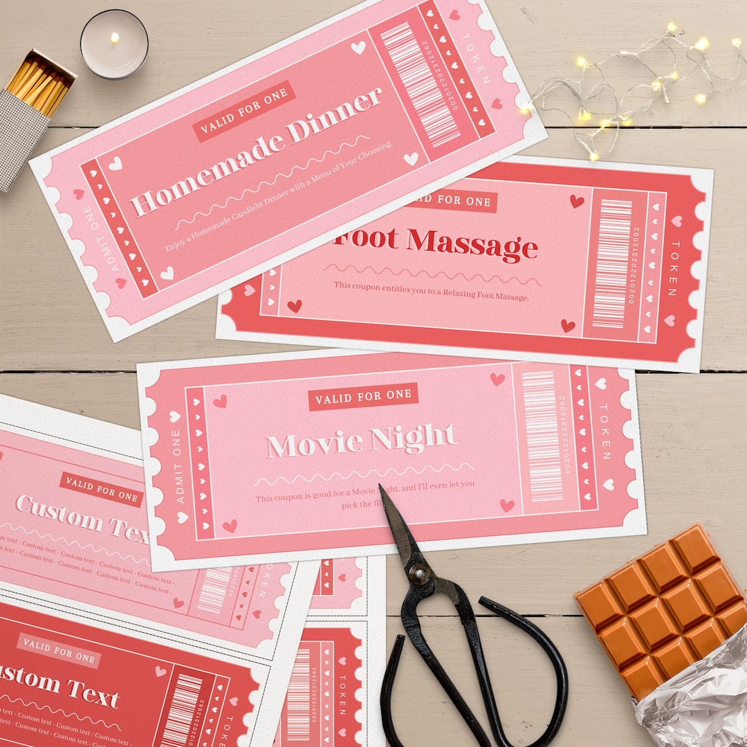 Love Coupon Book, Printable Coupons for Him/for Her, Valentine's Day